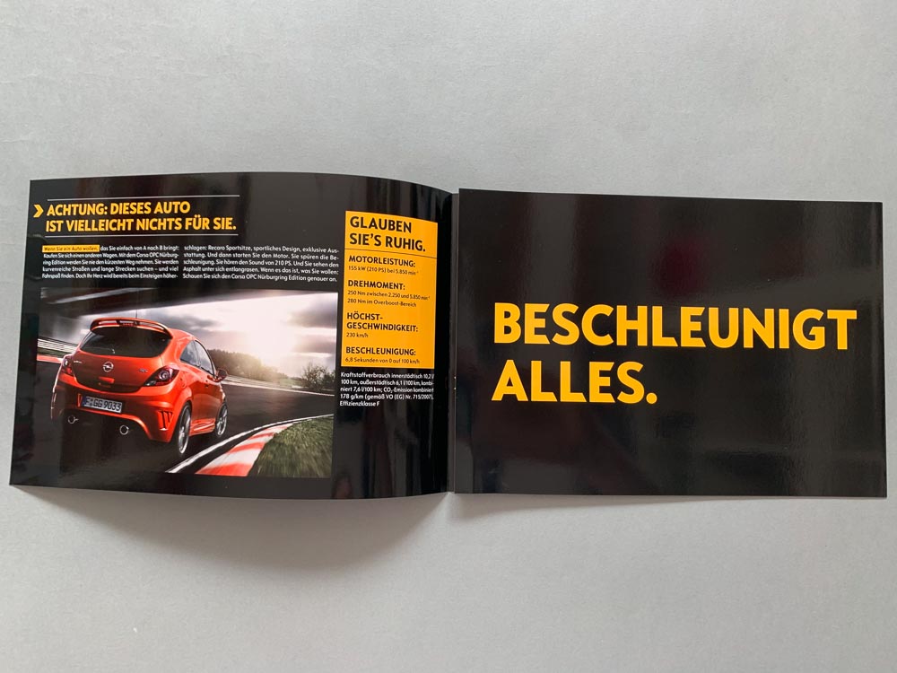 OPEL Corsa D OPC "Nürburgring Edition" Sondermodell Prospekt von 2011 